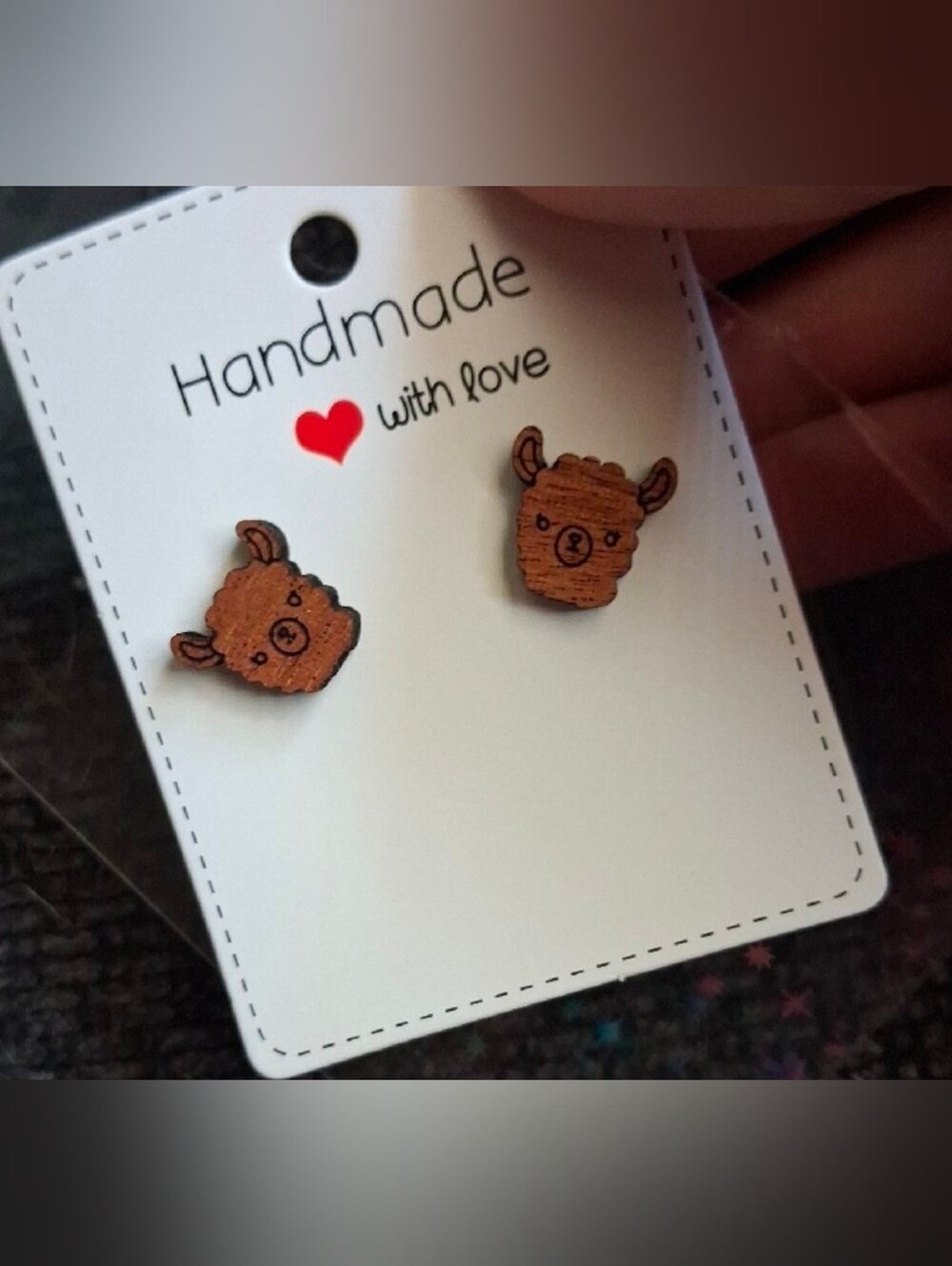 $8 Each Or Bundle 5/$20 Cute Handmade Brown Alpaca Wooden Kids Stud Earrings